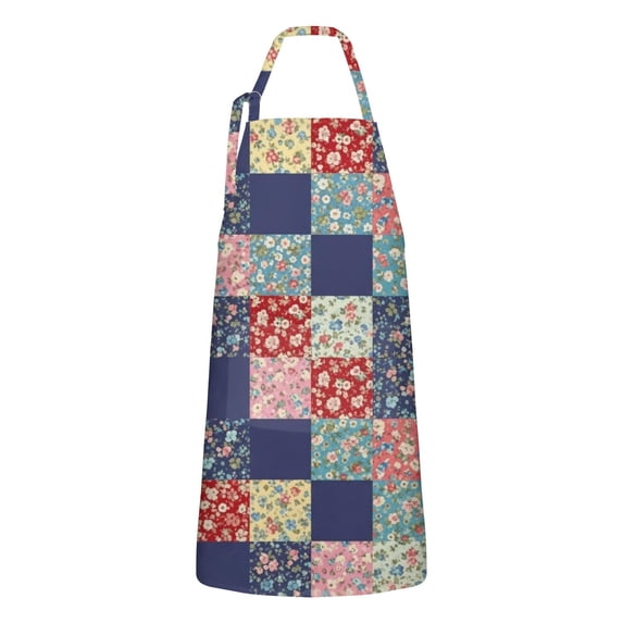Pioneer Flower Floral Print Pattern Apron for Women and Men, Cotton Linen Waterproof with Pockets, Adjustable, 33x27 Inch for Kitchen, Gardening, BBQ, Salon