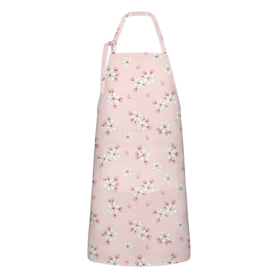 Pioneer Flower Floral Print Pattern Apron for Women and Men, Cotton Linen Waterproof with Pockets, Adjustable, 33x27 Inch for Kitchen, Gardening, BBQ, Salon