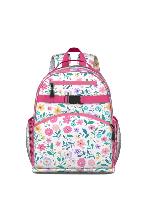 Pioneer Flower Floral Print Pattern Backpack for School,Cute School Bag,Schoolbag with Adjustable Shoulder Straps & Padded Back,15.25"x11.5"x5.25"