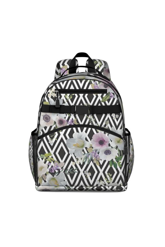 Pioneer Flower Floral Print Pattern Backpack for School,Cute School Bag,Schoolbag with Adjustable Shoulder Straps & Padded Back,15.25"x11.5"x5.25"
