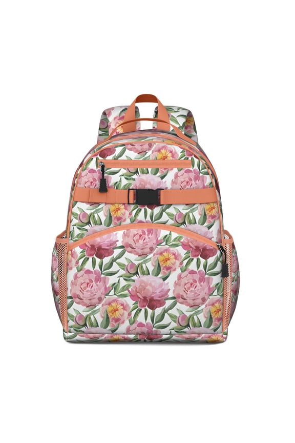 Pioneer Flower Floral Print Pattern Backpack for School,Cute School Bag,Schoolbag with Adjustable Shoulder Straps & Padded Back,15.25"x11.5"x5.25"