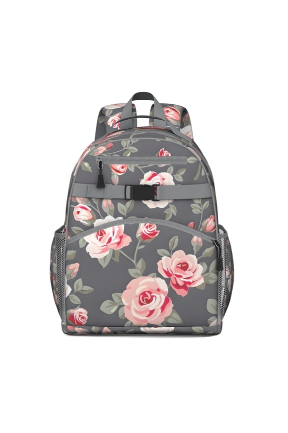 Pioneer Flower Floral Print Pattern Backpack for School,Cute School Bag,Schoolbag with Adjustable Shoulder Straps & Padded Back,15.25"x11.5"x5.25"