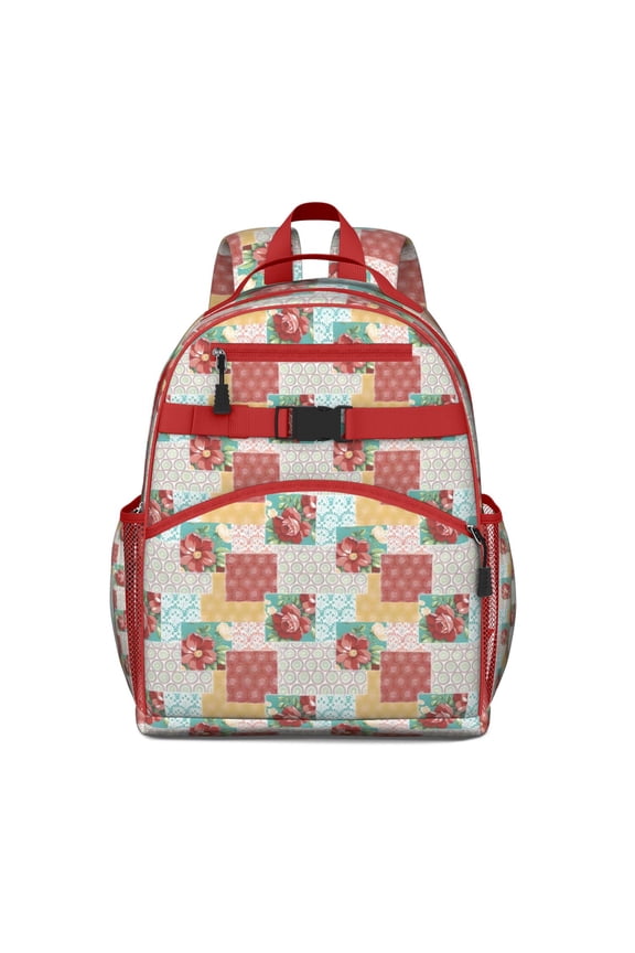 Pioneer Flower Floral Print Pattern Backpack for School,Cute School Bag,Schoolbag with Adjustable Shoulder Straps & Padded Back,15.25"x11.5"x5.25"