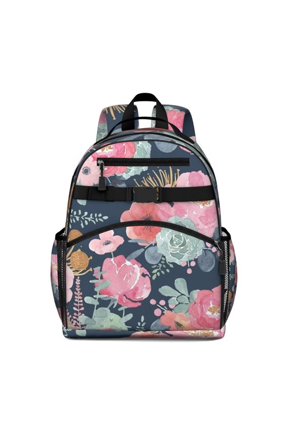 Pioneer Flower Floral Print Pattern Backpack for School,Cute School Bag,Schoolbag with Adjustable Shoulder Straps & Padded Back,15.25"x11.5"x5.25"