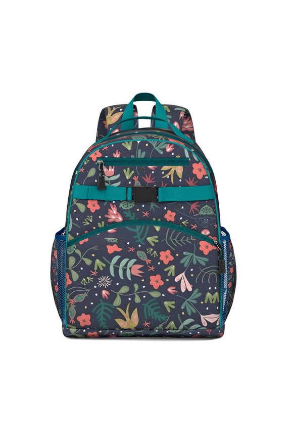 Pioneer Flower Floral Print Pattern Backpack for School,Cute School Bag,Schoolbag with Adjustable Shoulder Straps & Padded Back,15.25"x11.5"x5.25"