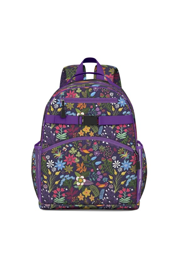 Pioneer Flower Floral Print Pattern Backpack for School,Cute School Bag,Schoolbag with Adjustable Shoulder Straps & Padded Back,15.25"x11.5"x5.25"