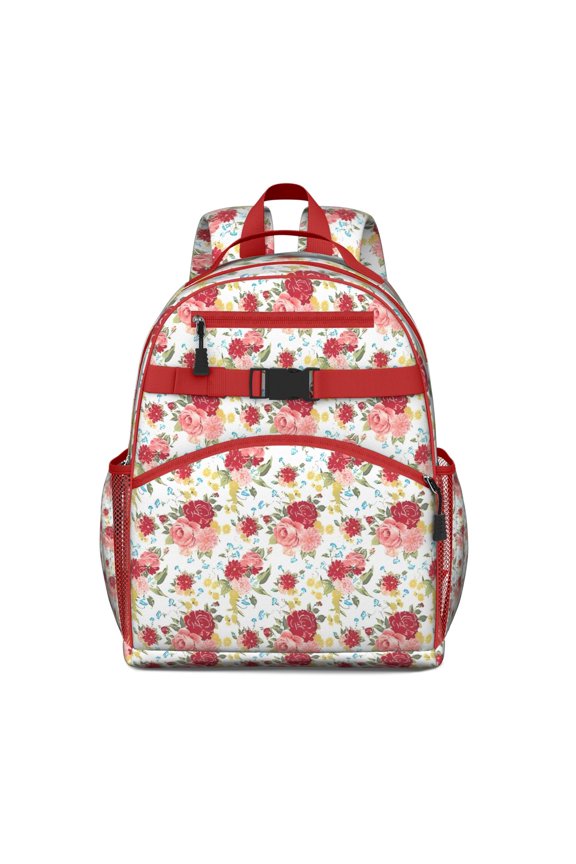 Pioneer Flower Floral Print Pattern Backpack for School,Cute School Bag,Schoolbag with Adjustable Shoulder Straps & Padded Back,15.25"x11.5"x5.25"