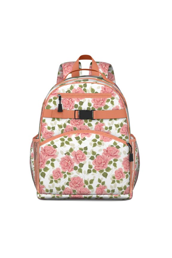Pioneer Flower Floral Print Pattern Backpack for School,Cute School Bag,Schoolbag with Adjustable Shoulder Straps & Padded Back,15.25"x11.5"x5.25"