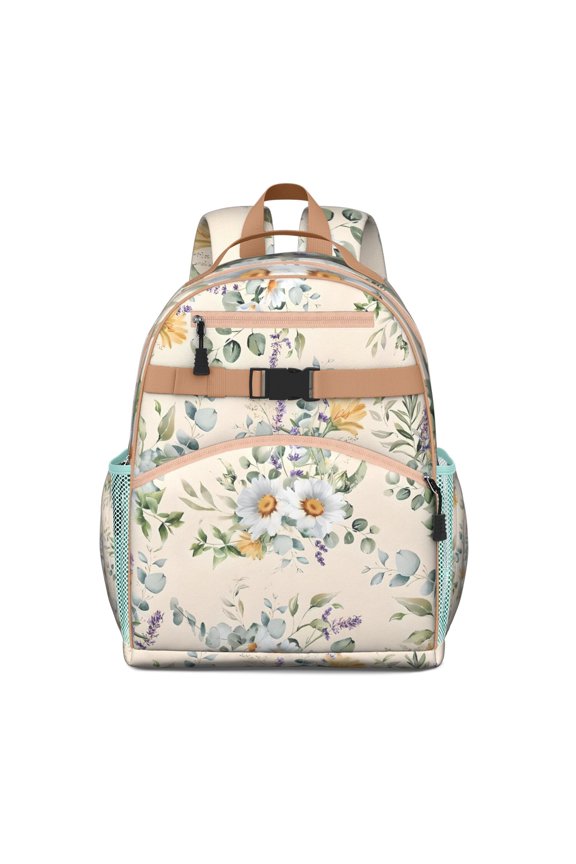 Pioneer Flower Floral Print Pattern Backpack for School,Cute School Bag,Schoolbag with Adjustable Shoulder Straps & Padded Back,15.25"x11.5"x5.25"