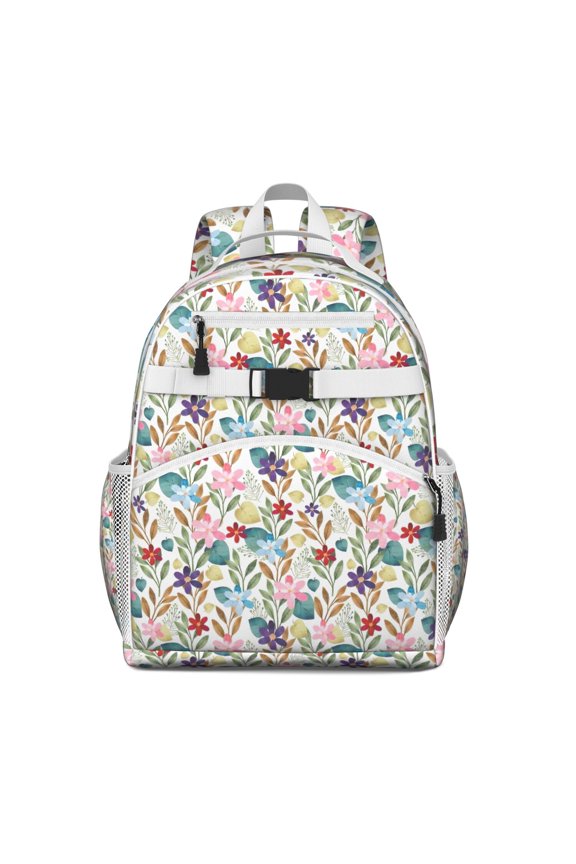 Pioneer Flower Floral Print Pattern Backpack for School,Cute School Bag,Schoolbag with Adjustable Shoulder Straps & Padded Back,15.25"x11.5"x5.25"
