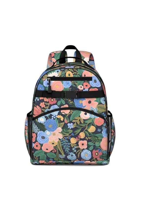Pioneer Flower Floral Print Pattern Backpack for School,Cute School Bag,Schoolbag with Adjustable Shoulder Straps & Padded Back,15.25"x11.5"x5.25"