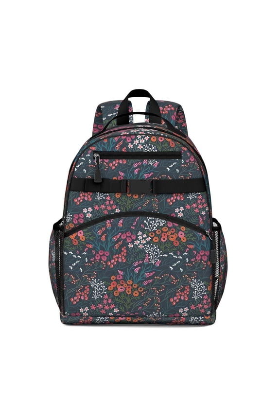 Pioneer Flower Floral Print Pattern Backpack for School,Cute School Bag,Schoolbag with Adjustable Shoulder Straps & Padded Back,15.25"x11.5"x5.25"