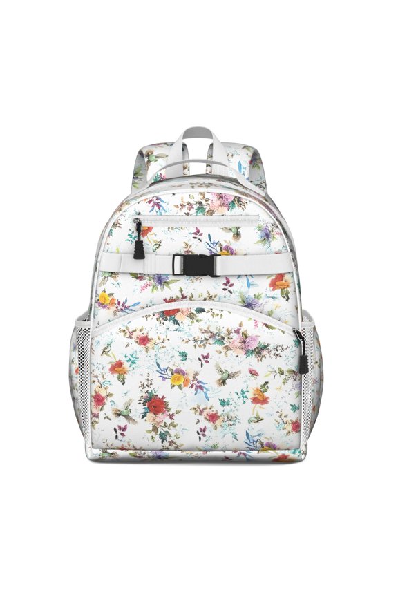 Pioneer Flower Floral Print Pattern Backpack for School,Cute School Bag,Schoolbag with Adjustable Shoulder Straps & Padded Back,15.25"x11.5"x5.25"
