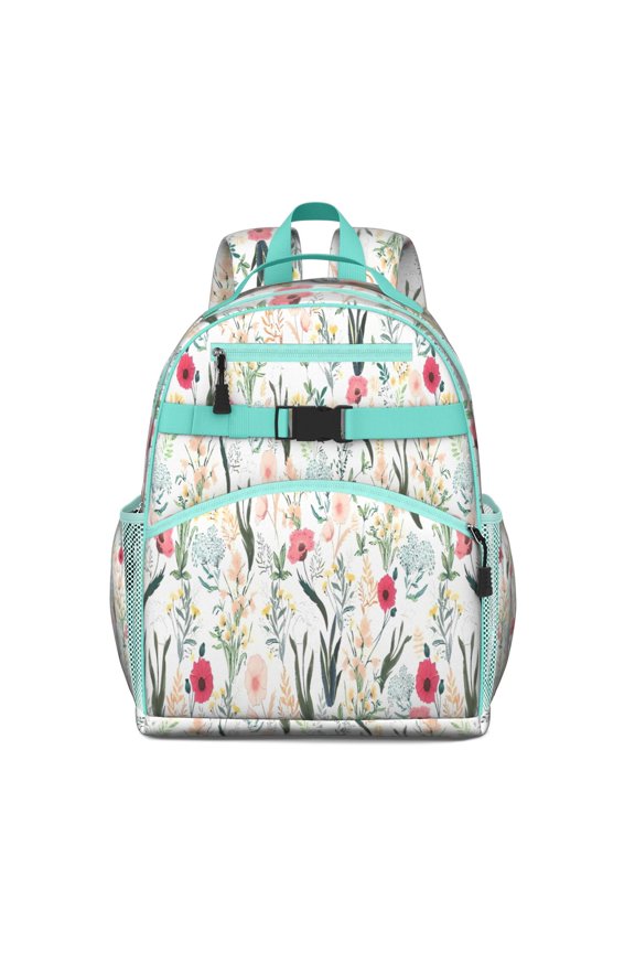 Pioneer Flower Floral Print Pattern Backpack for School,Cute School Bag,Schoolbag with Adjustable Shoulder Straps & Padded Back,15.25"x11.5"x5.25"