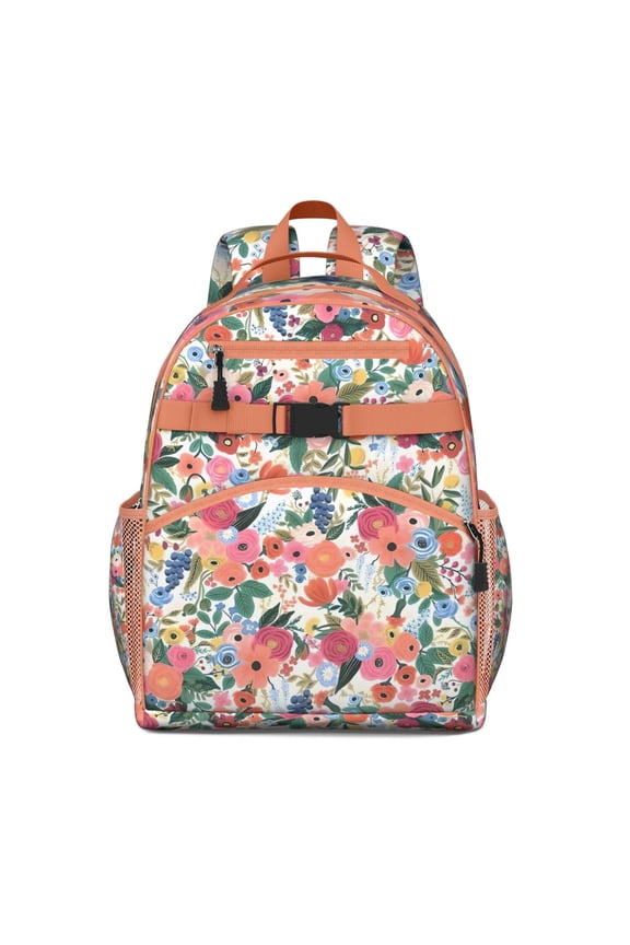 Pioneer Flower Floral Print Pattern Backpack for School,Cute School Bag,Schoolbag with Adjustable Shoulder Straps & Padded Back,15.25"x11.5"x5.25"