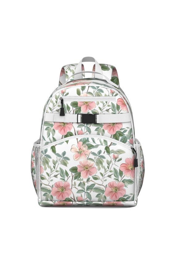 Pioneer Flower Floral Print Pattern Backpack for School,Cute School Bag,Schoolbag with Adjustable Shoulder Straps & Padded Back,15.25"x11.5"x5.25"