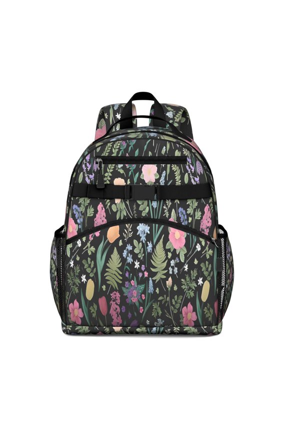 Pioneer Flower Floral Print Pattern Backpack for School,Cute School Bag,Schoolbag with Adjustable Shoulder Straps & Padded Back,15.25"x11.5"x5.25"