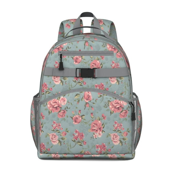 Pioneer Flower Floral Print Pattern Backpack for School,Cute School Bag,Schoolbag with Adjustable Shoulder Straps & Padded Back,15.25"x11.5"x5.25"