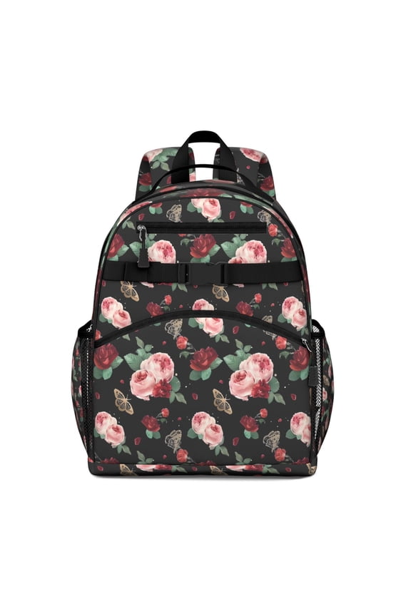 Pioneer Flower Floral Print Pattern Backpack for School,Cute School Bag,Schoolbag with Adjustable Shoulder Straps & Padded Back,15.25"x11.5"x5.25"