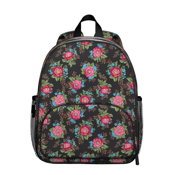 Pioneer Flower Floral Print Pattern Backpack for School, Cute School Bag with Adjustable Shoulder Straps and Padded Back, 13.8"x11.4"x6"