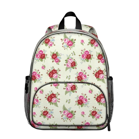 Pioneer Flower Floral Print Pattern Backpack for School, Cute School Bag with Adjustable Shoulder Straps and Padded Back, 13.8"x11.4"x6"