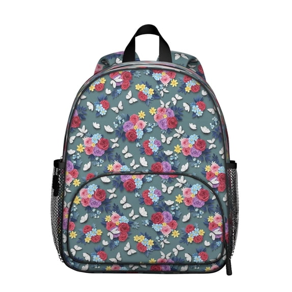 Pioneer Flower Floral Print Pattern Backpack for School, Cute School Bag with Adjustable Shoulder Straps and Padded Back, 13.8"x11.4"x6"
