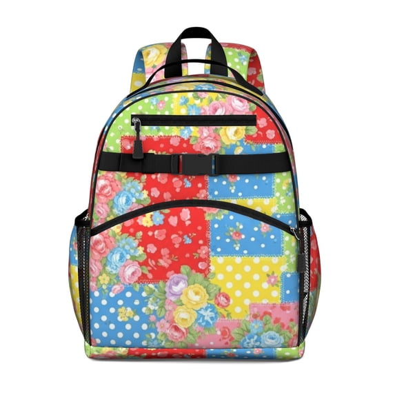 Pioneer Flower Floral Print Pattern Backpack for School, Cute School Bag with Adjustable Shoulder Straps and Padded Back, 15.25"x11.5"x5.25"