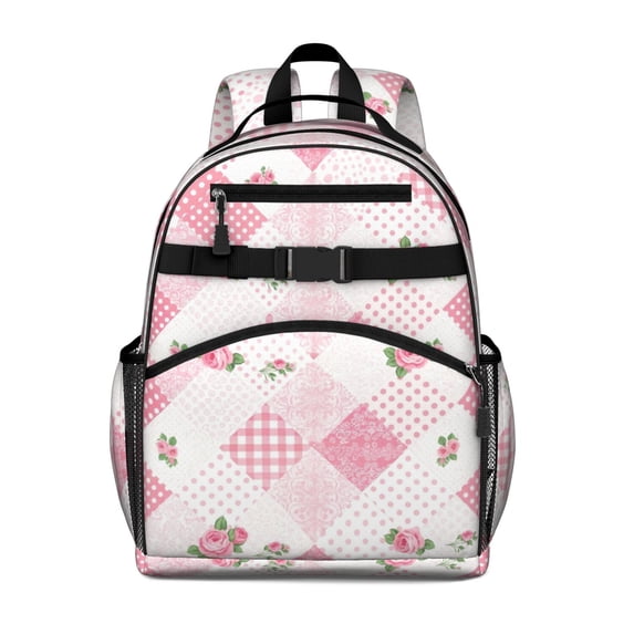 Pioneer Flower Floral Print Pattern Backpack for School, Cute School Bag with Adjustable Shoulder Straps and Padded Back, 15.25"x11.5"x5.25"