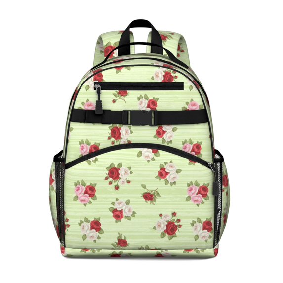 Pioneer Flower Floral Print Pattern Backpack for School, Cute School Bag with Adjustable Shoulder Straps and Padded Back, 15.25"x11.5"x5.25"