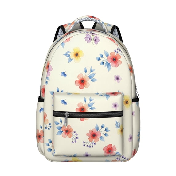 Pioneer Flower Floral Print Pattern Backpack for School, Cute School Bag with Adjustable Shoulder Straps and Padded Back, 15.3"x11"x7.1"