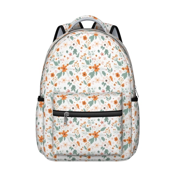 Pioneer Flower Floral Print Pattern Backpack for School, Cute School Bag with Adjustable Shoulder Straps and Padded Back, 15.3"x11"x7.1"