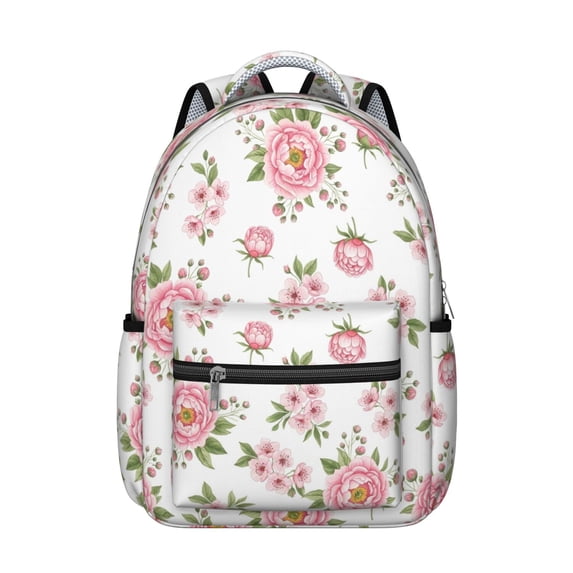 Pioneer Flower Floral Print Pattern Backpack for School, Cute School Bag with Adjustable Shoulder Straps and Padded Back, 15.3"x11"x7.1"