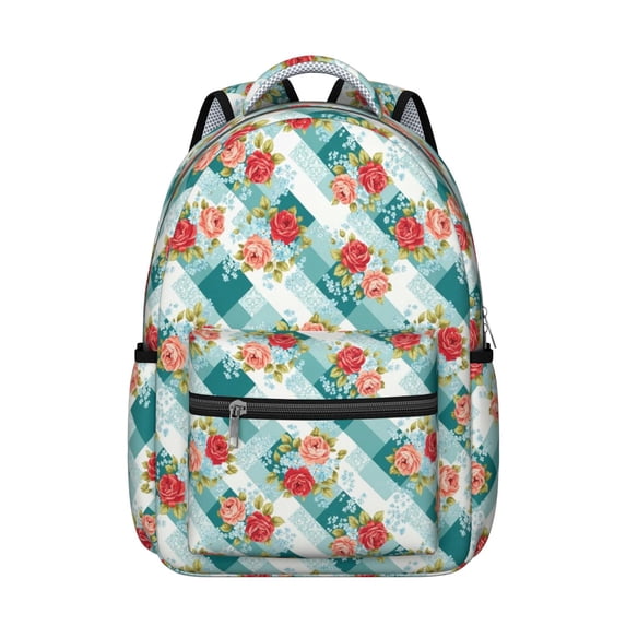 Pioneer Flower Floral Print Pattern Backpack for School, Cute School Bag with Adjustable Shoulder Straps and Padded Back, 15.3"x11"x7.1"
