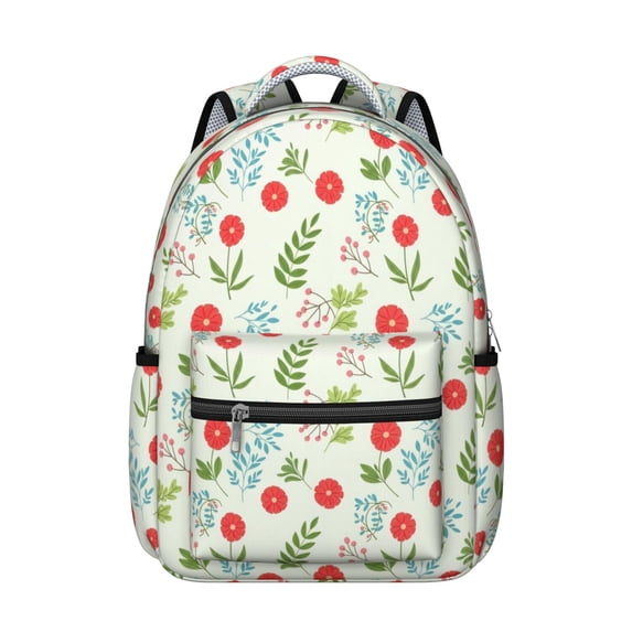 Pioneer Flower Floral Print Pattern Backpack for School, Cute School Bag with Adjustable Shoulder Straps and Padded Back, 15.3"x11"x7.1"