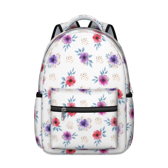 Pioneer Flower Floral Print Pattern Backpack for School, Cute School Bag with Adjustable Shoulder Straps and Padded Back, 15.3"x11"x7.1"