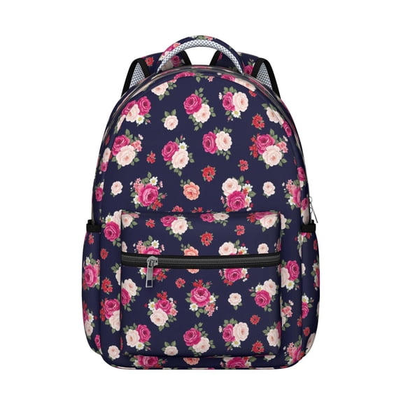 Pioneer Flower Floral Print Pattern Backpack for School, Cute School Bag with Adjustable Shoulder Straps and Padded Back, 15.3"x11"x7.1"