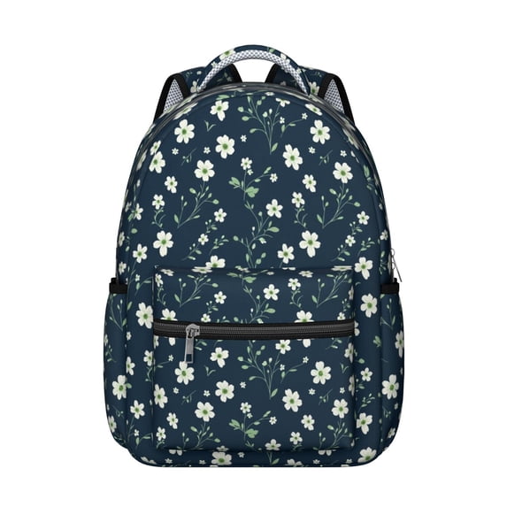 Pioneer Flower Floral Print Pattern Backpack for School, Cute School Bag with Adjustable Shoulder Straps and Padded Back, 15.3"x11"x7.1"
