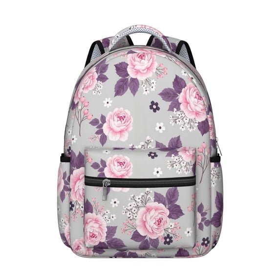 Pioneer Flower Floral Print Pattern Backpack for School, Cute School Bag with Adjustable Shoulder Straps and Padded Back, 15.3"x11"x7.1"