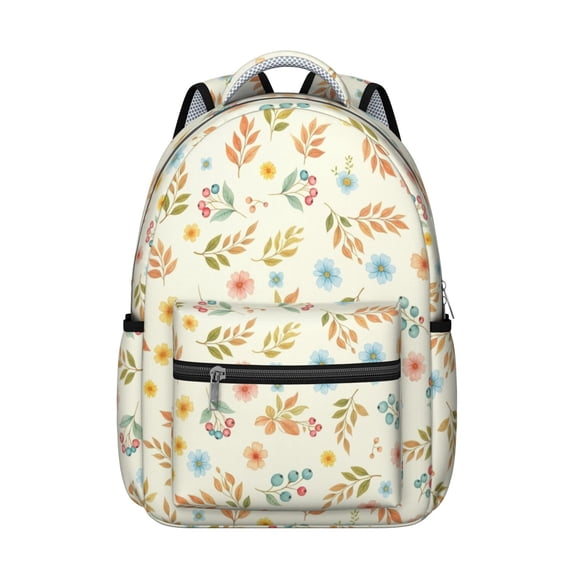Pioneer Flower Floral Print Pattern Backpack for School, Cute School Bag with Adjustable Shoulder Straps and Padded Back, 15.3"x11"x7.1"