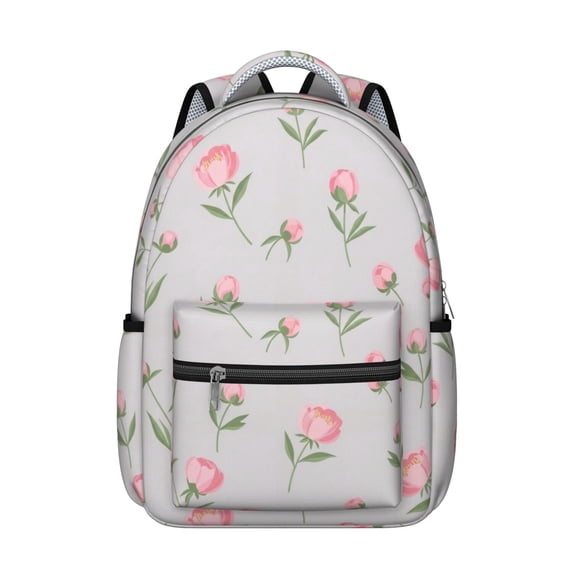 Pioneer Flower Floral Print Pattern Backpack for School, Cute School Bag with Adjustable Shoulder Straps and Padded Back, 15.3"x11"x7.1"