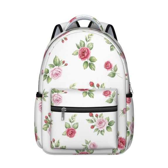 Pioneer Flower Floral Print Pattern Backpack for School, Cute School Bag with Adjustable Shoulder Straps and Padded Back, 15.3"x11"x7.1"