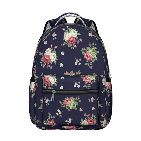 Pioneer Flower Floral Print Pattern Backpack for School, Cute School Bag with Adjustable Shoulder Straps and Padded Back, 15.3"x11"x7.1"