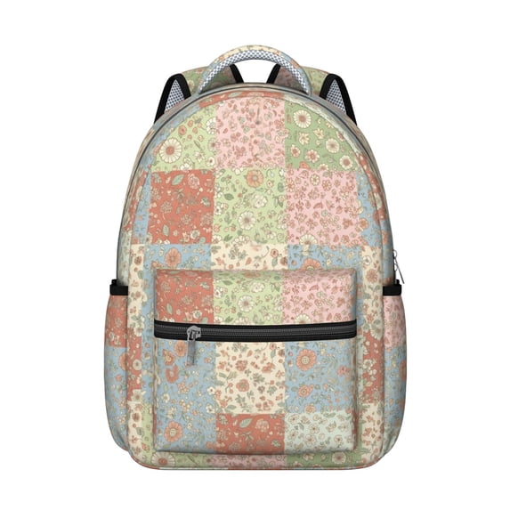 Pioneer Flower Floral Print Pattern Backpack for School, Cute School Bag with Adjustable Shoulder Straps and Padded Back, 15.3"x11"x7.1"