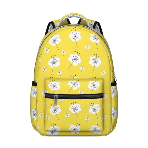 Pioneer Flower Floral Print Pattern Backpack for School, Cute School Bag with Adjustable Shoulder Straps and Padded Back, 15.3"x11"x7.1"