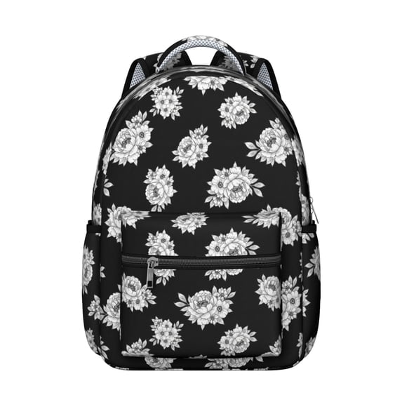 Pioneer Flower Floral Print Pattern Backpack for School, Cute School Bag with Adjustable Shoulder Straps and Padded Back, 15.3"x11"x7.1"
