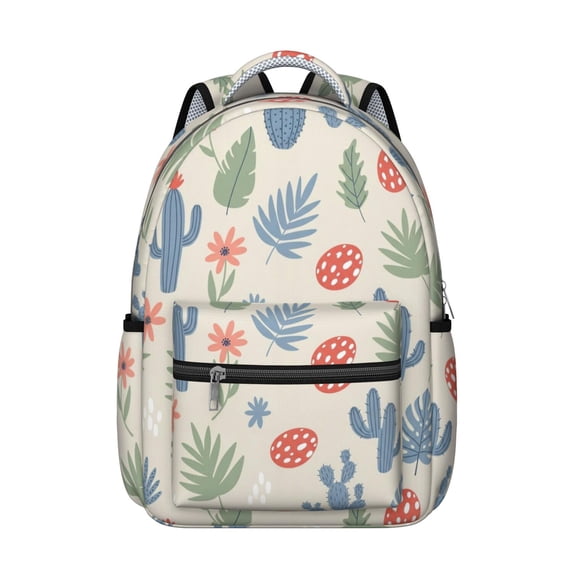 Pioneer Flower Floral Print Pattern Backpack for School, Cute School Bag with Adjustable Shoulder Straps and Padded Back, 15.3"x11"x7.1"