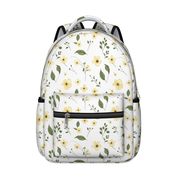 Pioneer Flower Floral Print Pattern Backpack for School, Cute School Bag with Adjustable Shoulder Straps and Padded Back, 15.3"x11"x7.1"