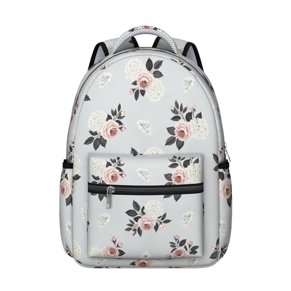 Pioneer Flower Floral Print Pattern Backpack for School, Cute School Bag with Adjustable Shoulder Straps and Padded Back, 15.3"x11"x7.1"