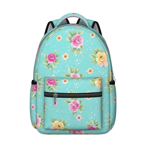 Pioneer Flower Floral Print Pattern Backpack for School, Cute School Bag with Adjustable Shoulder Straps and Padded Back, 15.3"x11"x7.1"