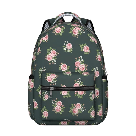 Pioneer Flower Floral Print Pattern Backpack for School, Cute School Bag with Adjustable Shoulder Straps and Padded Back, 15.3"x11"x7.1"